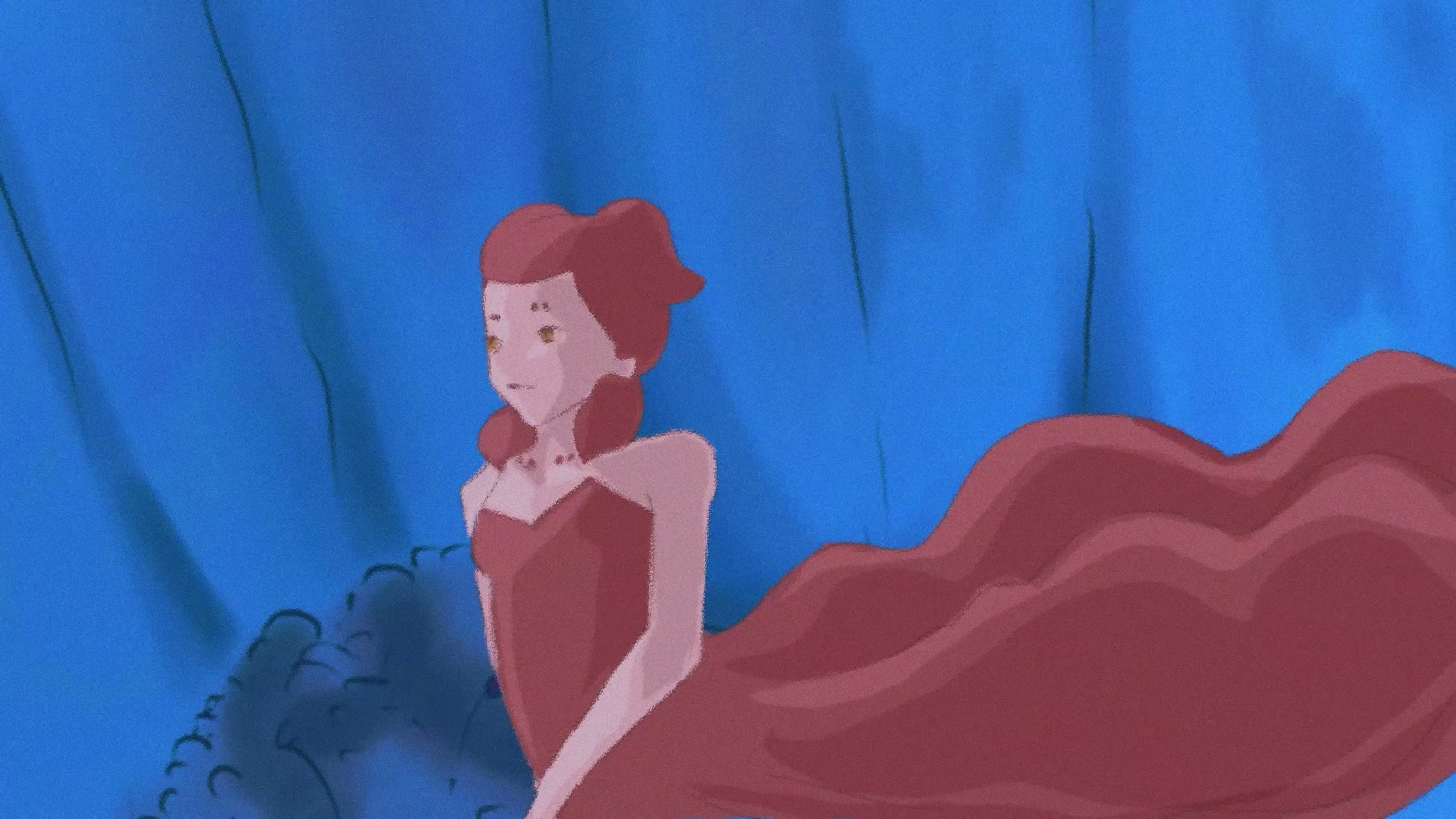 A still from Senescence, an animated short about an octopus mother and her young